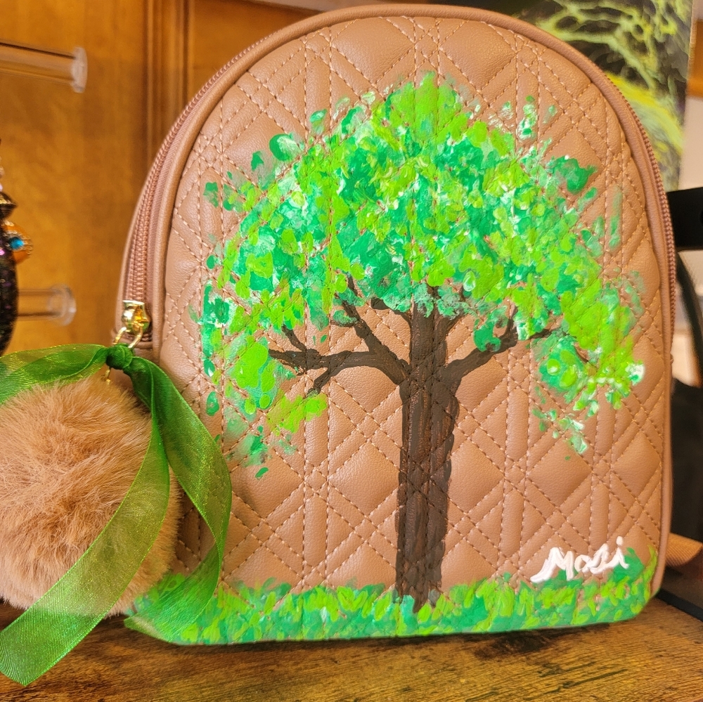 Hand painted mini backpack